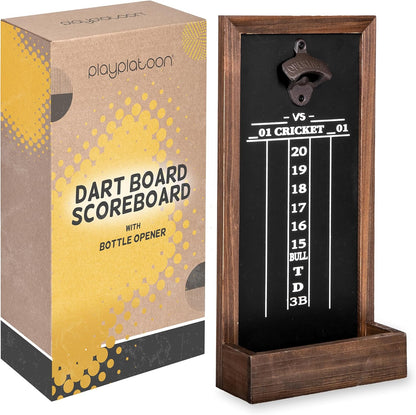 Dart Scoreboard & Darts Holder Wall Mount with Bottle Opener - Wood Score Board, Professional Darts Accessories, Dart Holder