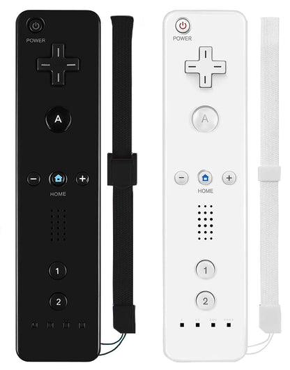 2 Packs Classic Wireless Controller Compatible for Wii and Wii U Console, Gamepad with Silicone Case and Wrist Strap (Black and White)