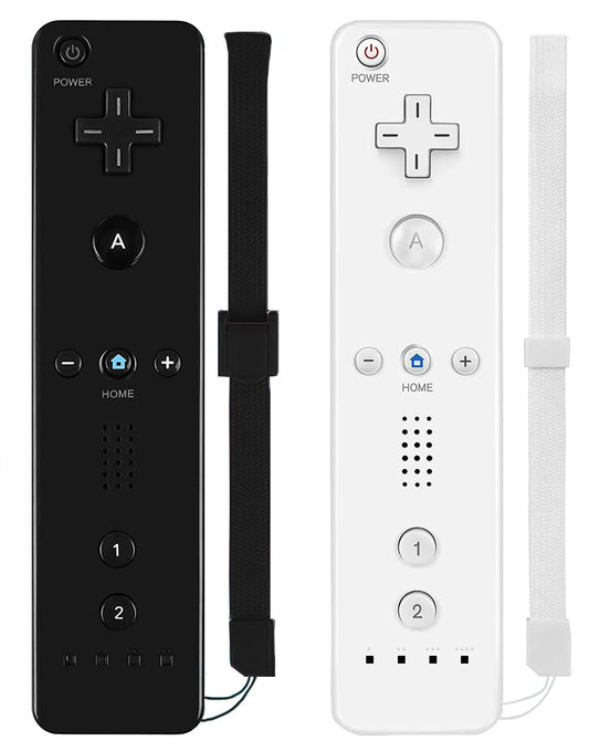 2 Packs Classic Wireless Controller Compatible for Wii and Wii U Console, Gamepad with Silicone Case and Wrist Strap (Black and White)