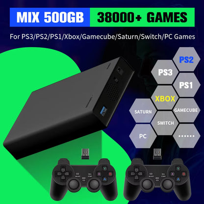 500G Game Hard Drive with 38000+Games for Xbox/Ps3/Ps2/Gamecube/Wii/Wiiu/Switch 3 System in 1 Plug&Play Game Consoles for WIN PC
