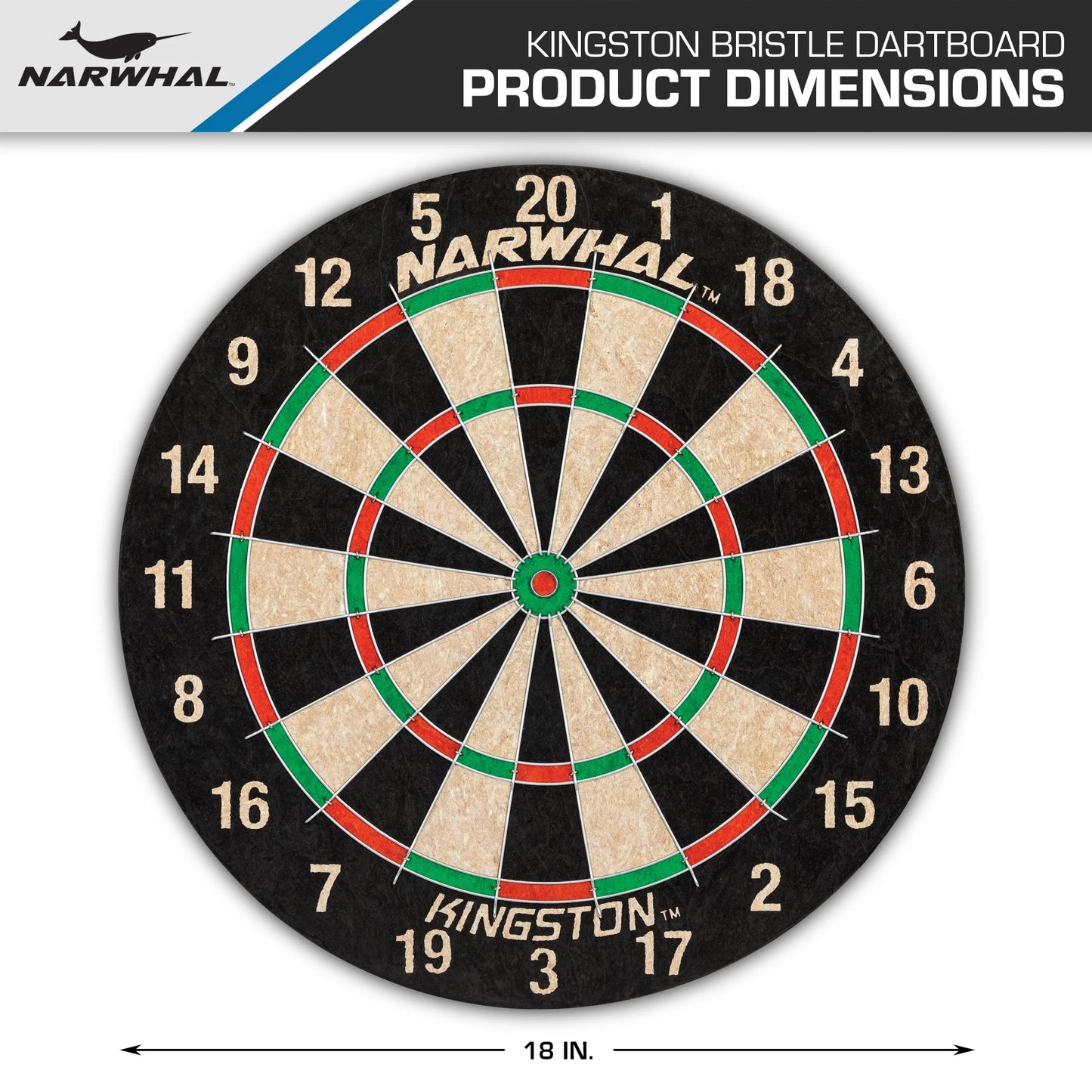 Kingston Dartboard; Official Size, Self-Healing Board (Darts Not Included)