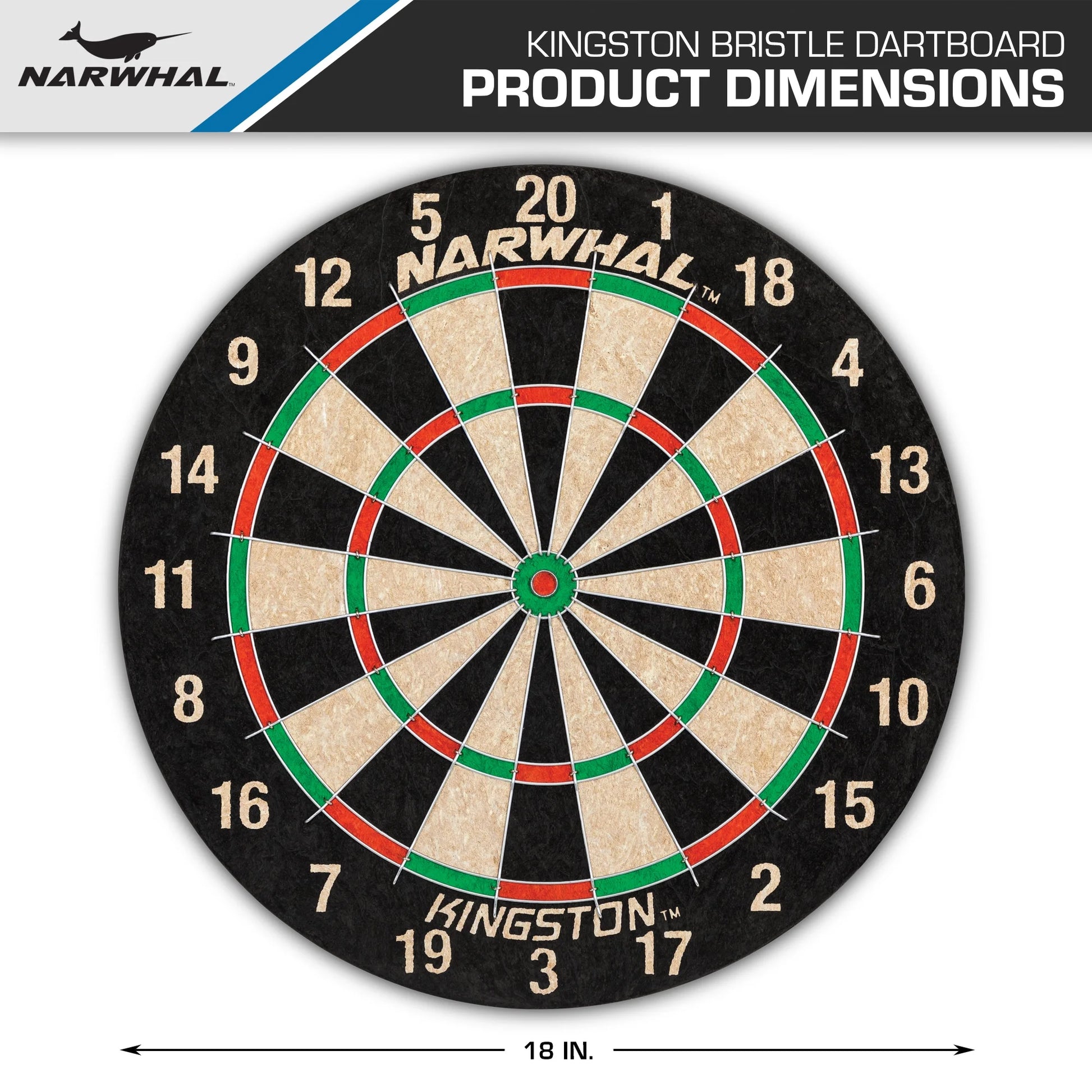 Kingston Dartboard; Official Size, Self-Healing Board (Darts Not Included)