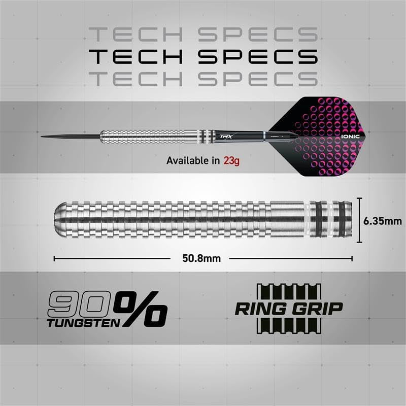Raider Series: 23 Gram Steel Tip Tungsten Darts Set - Professional Darts with Shafts (Stems), Flights and Checkout Card - Choice of Colour Available