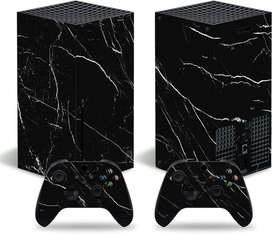 Xbox Series X Stickers Full Body Vinyl Skin Decal Protective Cover for Microsoft Xbox Series X Console and Controllers (Black Marble)