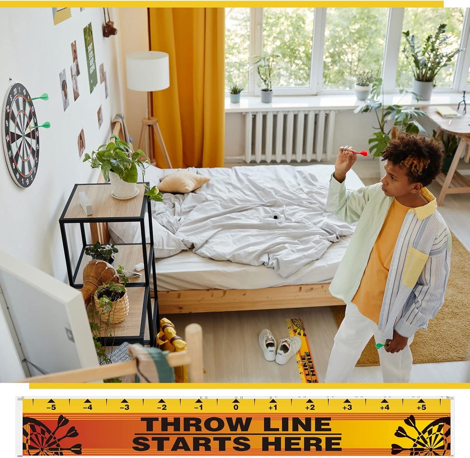 Dart Board Throw Line Floor Sticker PVC Toe Line Marker for Dart Players Game Accessories, 23 X 3.15 Inch