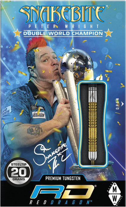 Peter Wright Snakebite DWC Special Edition Gold plus 20G with Flights and Stems (Shafts)