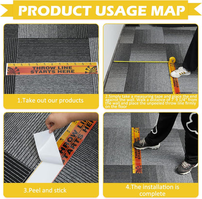 Dart Board Throw Line Floor Sticker PVC Toe Line Marker for Dart Players Game Accessories, 23 X 3.15 Inch