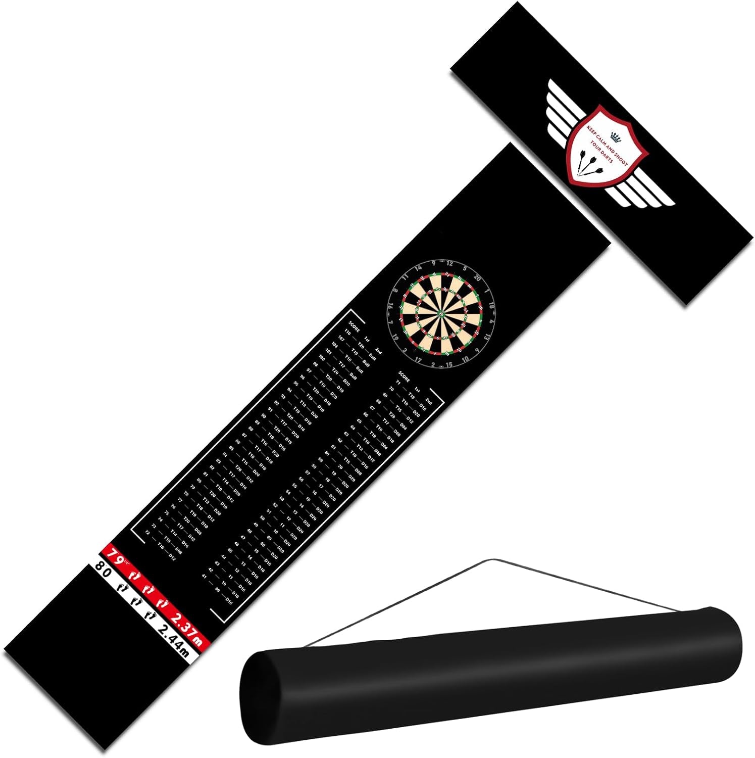 Darts Floor Mat - Heavy Duty Dart Throw Line Mat with Non-Slip Rubber Backing