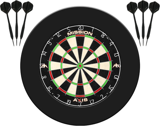 Axis Home Centre | Darts and Dartboard Complete Bundle Including Surround and Oche with 2 Sets of Darts, Black (SU082)