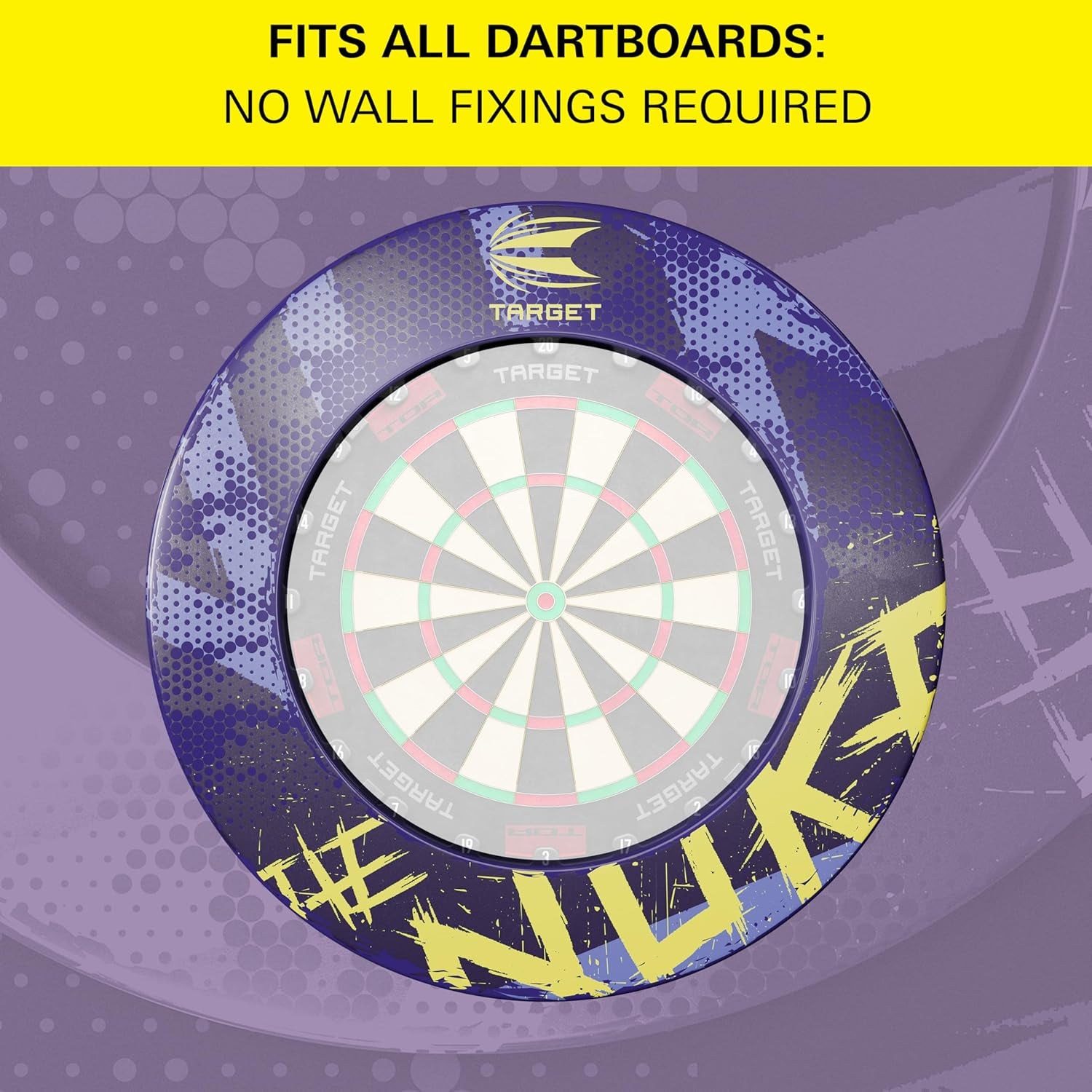 Luke Littler Dartboard Surround | the Nuke Dart Board Protector Ring, Compatible with All Steel Tip Dartboards, Purple & Yellow Dart Surrounds, Easy Install Wall Protection Outer Rings