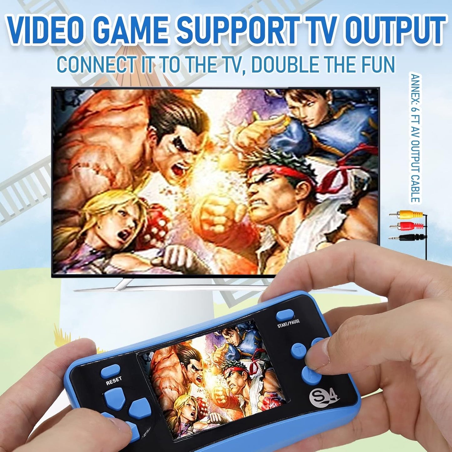 Retro Handheld Game Console, 182 in 1 Video Games Console 2.5" Screen Handheld Games, Travel Hand Held Game Systems for Kids Ages 4-8, Video Game Party Supplies Birthday Gifts for Kids Adults-Blue