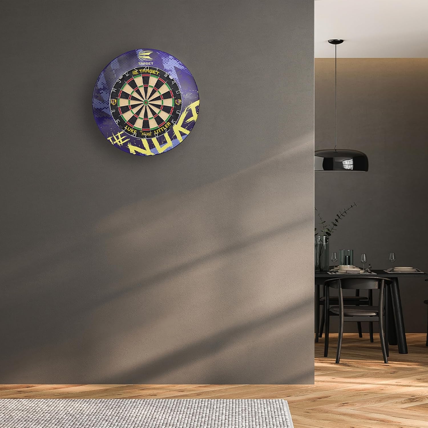 Luke Littler Dartboard Surround | the Nuke Dart Board Protector Ring, Compatible with All Steel Tip Dartboards, Purple & Yellow Dart Surrounds, Easy Install Wall Protection Outer Rings