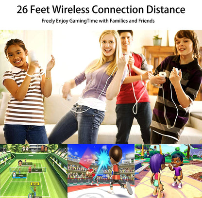 2 Packs Classic Wireless Controller Compatible for Wii and Wii U Console, Gamepad with Silicone Case and Wrist Strap (Black and White)