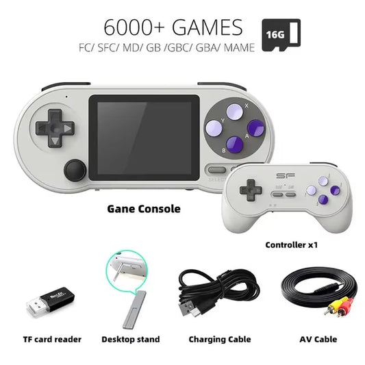 SF2000 Portable Handheld Game Console 3 Inch IPS Retro Game Consoles Built-In 6000 Games Retro Video Games for Kids