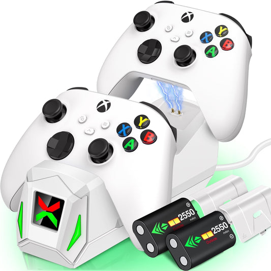Controller Charger for Xbox,  Xbox Charging Station with 2 X 2550Mah Rechargeable Battery Packs for Xbox Series X|S/One X/S/Elite