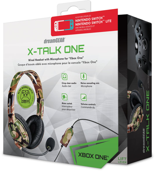 Xbox Accessory: Wired Headset -  X-Talk Headset with Boom Mic - Camo: Compatible with PC, Switch, PS5, Xbox X|S