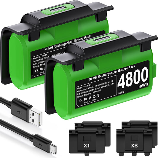 2X4800Mwh Xbox One Controller Battery Play and Charger Kit for Xbox Series X/S