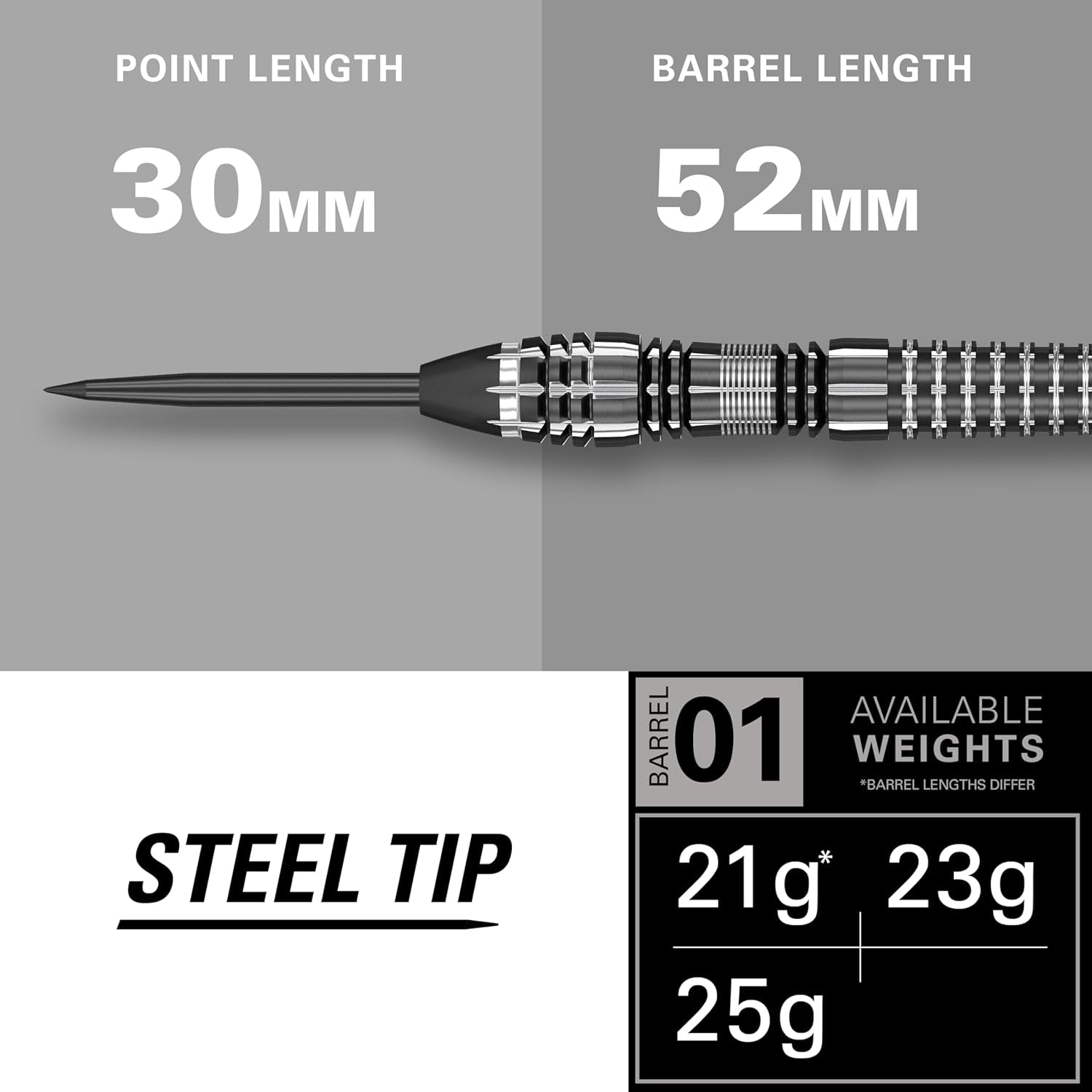 Phil Taylor Power 8-Zero 4 Black Steel Tip Darts, 80% Tungsten Dart Set, P8Z4, 21G | Player Edition Darts with Fixed Points | Black Darts Case Included