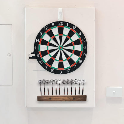 Walnut Wood Dart Holder Wall Mount Displays 4 Sets for a Total of 12 Steel/Soft Tip Darts,With Darts Throw Line Marker