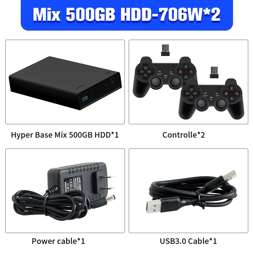 500G Game Hard Drive with 38000+Games for Xbox/Ps3/Ps2/Gamecube/Wii/Wiiu/Switch 3 System in 1 Plug&Play Game Consoles for WIN PC