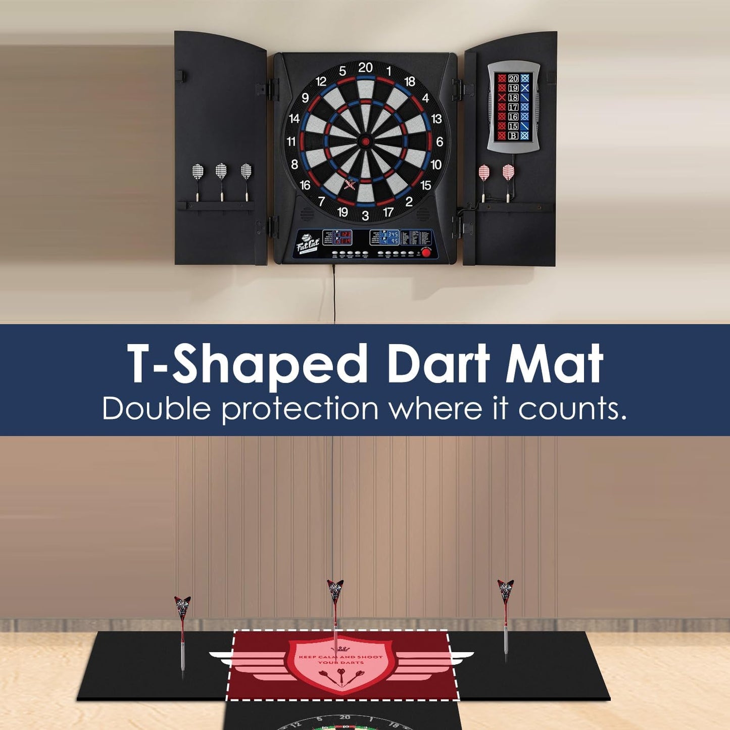 Darts Floor Mat - Heavy Duty Dart Throw Line Mat with Non-Slip Rubber Backing