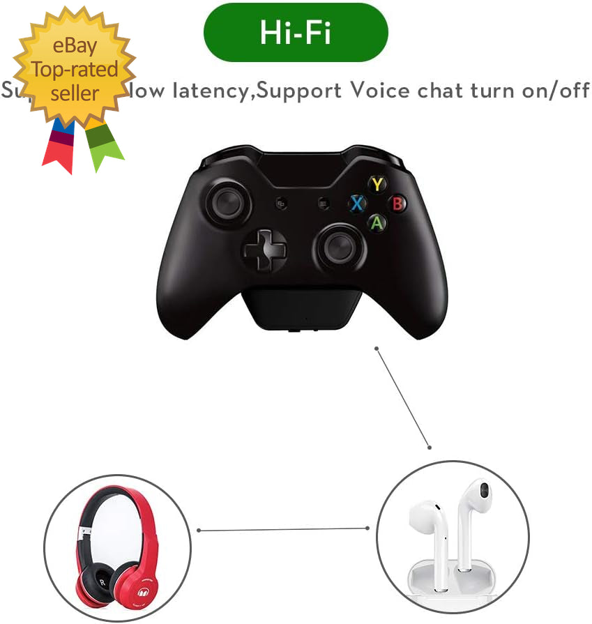 Bluetooth Transmitter Dongle for Xbox Controllers - Stereo Audio Adapter Compati