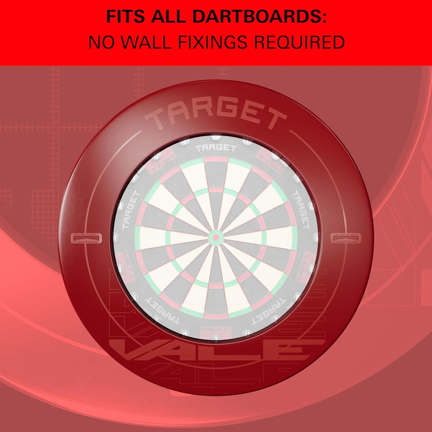Pro Tour & VALE Dartboard Surround (Red/Black/Vale) | Dartboard Wall Protection Ring, Outer Wall Protection for Dartboards, Compatible with Any Dartboard | Professional Dart Accessories