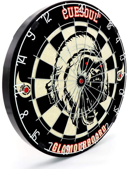 GLAMOURBOARD Tri-Eyes Official Size Sisal Bristle Dartboard Set with Extra Steel Tip Darts 6 Pack with or without Dartboard Surround Wall Protector for Your Choice