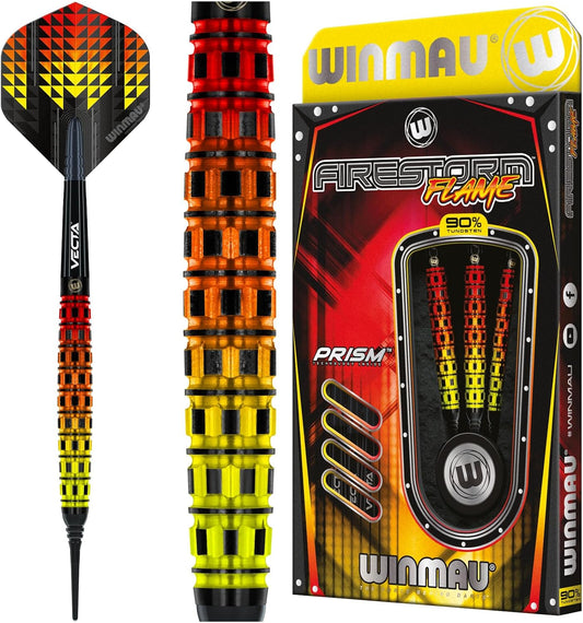 Firestorm Flame Professional Tungsten Darts Set with Flights and Stems (Shafts)