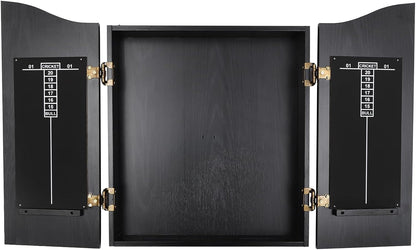 Classic Dartboard Cabinet, Hideaway Cabinet & 6 Steel-Tip Dartboard, Professional Dart Boards Set for Adults, Steel Tip Dart Board Set in Game Room/Bar/Office (Regular Black)