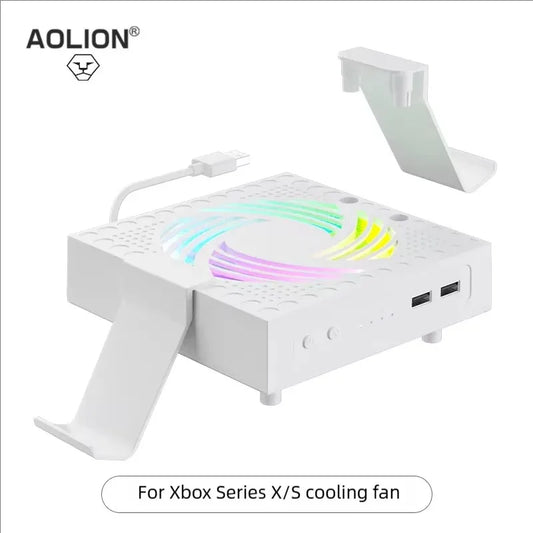 RGB Colorful Cooling Fan for Xbox Series X Host Console Adjustable Wind Speed Heat Dissipation Fan with USB Charging Port