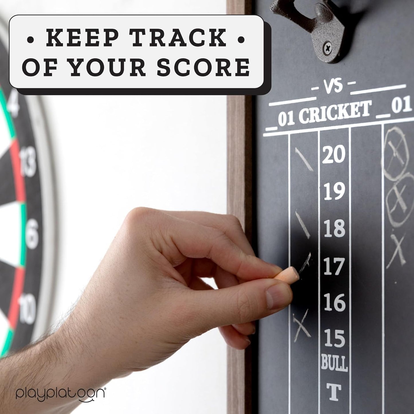 Dart Scoreboard & Darts Holder Wall Mount with Bottle Opener - Wood Score Board, Professional Darts Accessories, Dart Holder