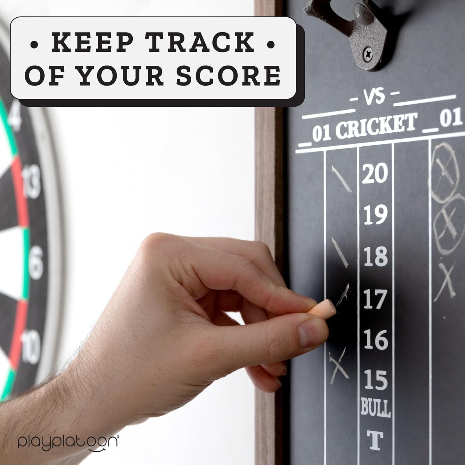 Dart Scoreboard & Darts Holder Wall Mount with Bottle Opener - Wood Score Board, Professional Darts Accessories, Dart Holder