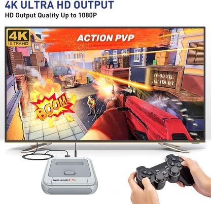 Retro Game Console 256GB, Super Console X PRO Built-In 65,000+ Games, Video Game Console for 4K TV HD/AV Output, Wireless 2.4G Controllers (256G)