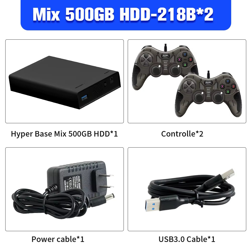 500G Game Hard Drive with 38000+Games for Xbox/Ps3/Ps2/Gamecube/Wii/Wiiu/Switch 3 System in 1 Plug&Play Game Consoles for WIN PC