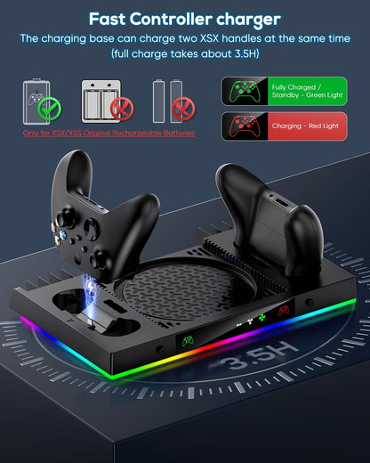 Upgrade Cooling Fan&Dual Charging Stand for Xbox Series X Console&Contro