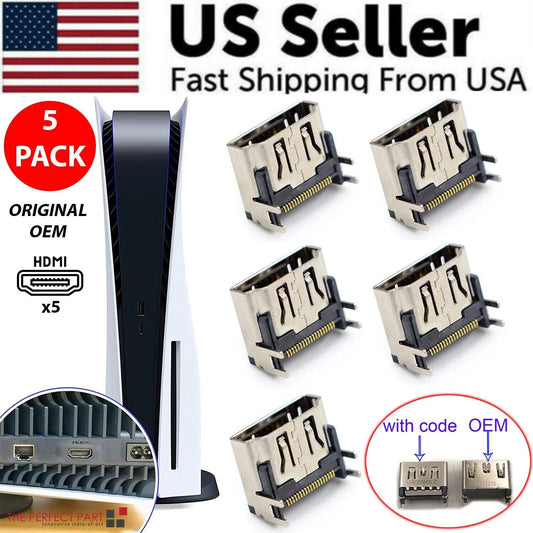 5 Pack OEM HDMI Port Connector Socket Replacement for Sony Playstation 5 PS5 USA