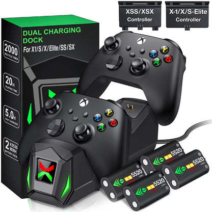 Xbox Charger Station with 4 X 5520Mwh Rechargeable Battery Pack for Xbox Series X Controller,Black