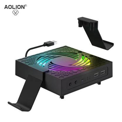 RGB Colorful Cooling Fan for Xbox Series X Host Console Adjustable Wind Speed Heat Dissipation Fan with USB Charging Port
