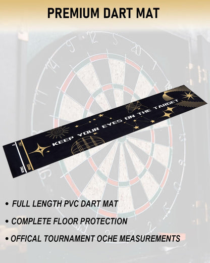 Professional Darts Mat with Oche Line System & Throw Lines – Premium Dart Mat for Floor Steeldart & Soft Darts | 260X60 Cm | with Throwing Line - Ideal as a Gift