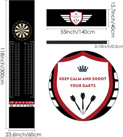 Darts Floor Mat - Heavy Duty Dart Throw Line Mat with Non-Slip Rubber Backing